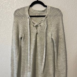 A New Day Light Grey Lace up Sweater Size S